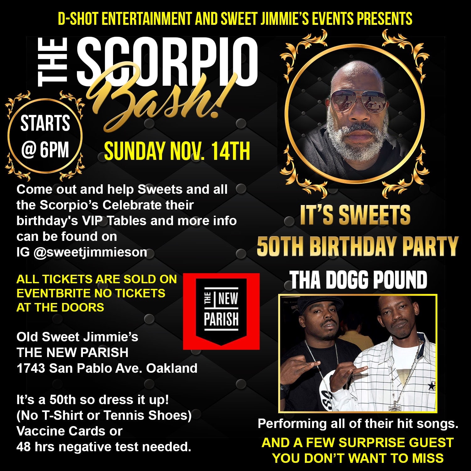 The Scorpio Bash – Sweets 50th Birthday Party event flyer 2